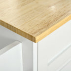 Easycomfort Carrello da Cucina Multiuso in Legno con 2 Cassetti, 3 Antine e 4 Ruote 121x46x91cm - Bianco