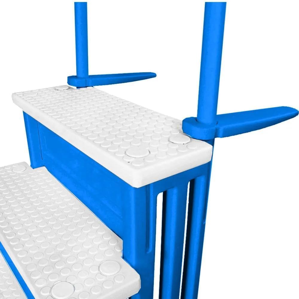 Gradini antiscivolo per piscine | Grigi | Per piscine fuori terra | Possono essere montati su ponti alti da 48" a 54" | Scale di sicurezza con portata fino a 300 libbre
