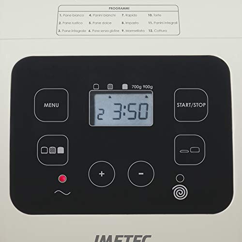 Imetec Panemio macchina del pane, Impasta lievita e cuoce, 12 programmi, cestello pagnotta, Accessorio panini, 3 livelli di doratura, Avvio programmabile, 550 W, Ricettario : Amazon.it: Casa e cucina