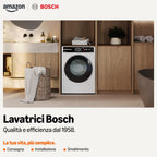 WGB24402IT Serie 8 Lavatrice smart a carica frontale, 9 kg, 1400 giri, Efficienza energetica A -50%, motore inverter con 10 anni di garanzia, riduce le pieghe, Bianco, 60 Cm