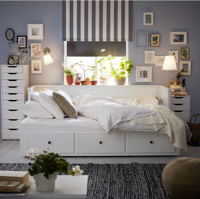 Letto divano IKEA HEMNES con 3 cassetti contenitori – Bianco, 80 x 200 cm, salvaspazio e versatile