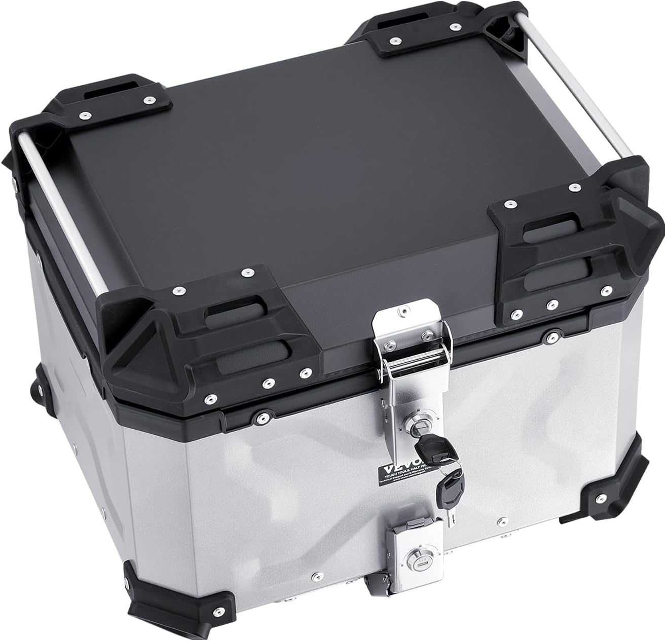 VEVOR Top Case 45L Universal Aluminium Alloy Luggage Rack with Leather Lining and Lock