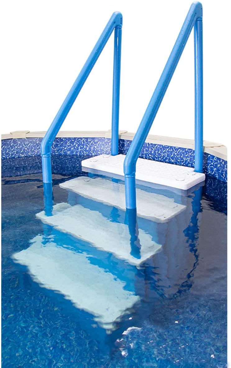 Gradini antiscivolo per piscine | Grigi | Per piscine fuori terra | Possono essere montati su ponti alti da 48" a 54" | Scale di sicurezza con portata fino a 300 libbre