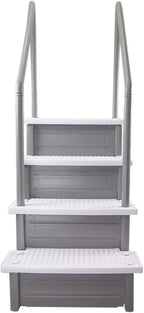 Gradini antiscivolo per piscine | Grigi | Per piscine fuori terra | Possono essere montati su ponti alti da 48" a 54" | Scale di sicurezza con portata fino a 300 libbre