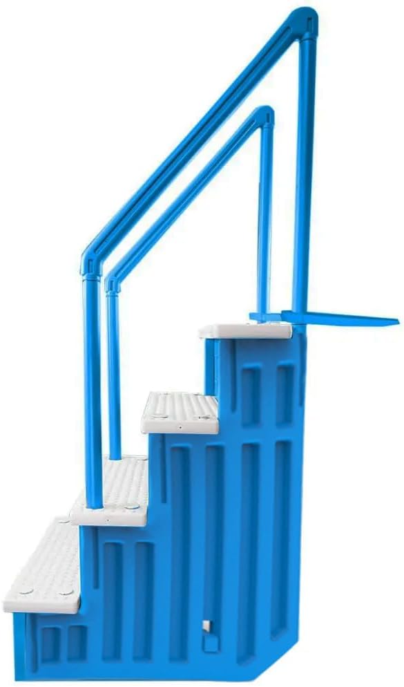 Gradini antiscivolo per piscine | Grigi | Per piscine fuori terra | Possono essere montati su ponti alti da 48" a 54" | Scale di sicurezza con portata fino a 300 libbre