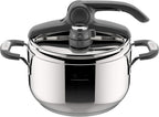 Lagostina Briosa LagoeasyUp Pentola a Pressione in Acciaio Inox 18/10 con Apertura Facile, Fondo Lagofusion e Valvola a Due Pressioni, Pentola a Pressione per Induzione e Gas, Capacità 5L