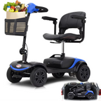 Scooter elettrico per anziani, sedia a rotelle elettrica pieghevole con cestino, pieghevole e compatto per viaggiare con la famiglia (blu) - MadeInUSA