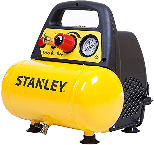 Stanley D 200 Compressore 6 Lt 1,5Hp, Pressione Max 8 Bar/116 Ps, Rumorosità 97 Db, ‎38 x 38 x 35 cm, 9 Kg &amp; Tubo Spiralato 10 Metri Attacco Rapido : Amazon.it: Fai da te