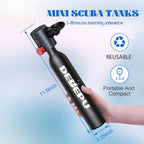 Bombola per immersioni subacquee, mini bombola da 0,5 l a pressione costante, bombole con valvola di intercettazione, capacità di immersione subacquea di 5-10 minuti, mini bombole portatili, bombole per immersioni subacquee con pompa