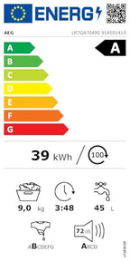 2025 Lavatrice AEG Serie 7000 ProSteam: funzione rinfrescante a vapore senza lavaggio, 9 kg, silenziosa, dosaggio automatico, risparmio energia A-20%, funzione aggiunta bucato, blocco acqua, 1400 giri/min, modello LR7GA70490