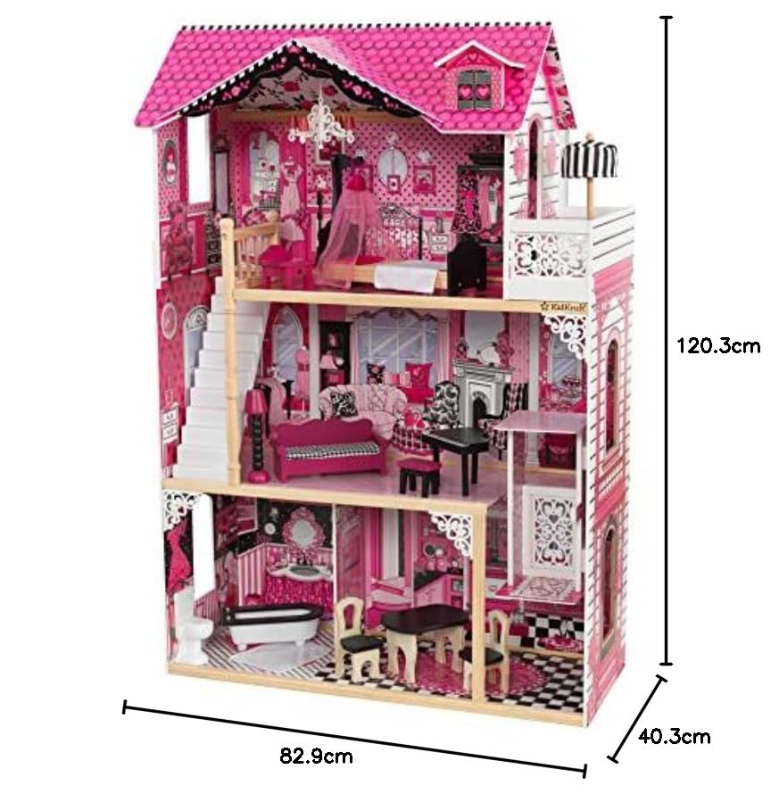 KidKraft Casa delle Bambole in Legno Amelia con Accessori e Mobili inclusi, Casa a 3 Livelli di Gioco con Ascensore per Bambole di 30 cm, Giocattolo per Bambini 3  Anni, 65093 : Amazon.it: Giochi e giocattoli