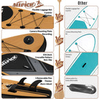 ALLPICK Set premium tavola SUP, tavola da Stand Up Paddling gonfiabile, con supporto universale per fotocamera, accessori completi, pagaia regolabile, principianti e avanzati, finitura effetto legno.