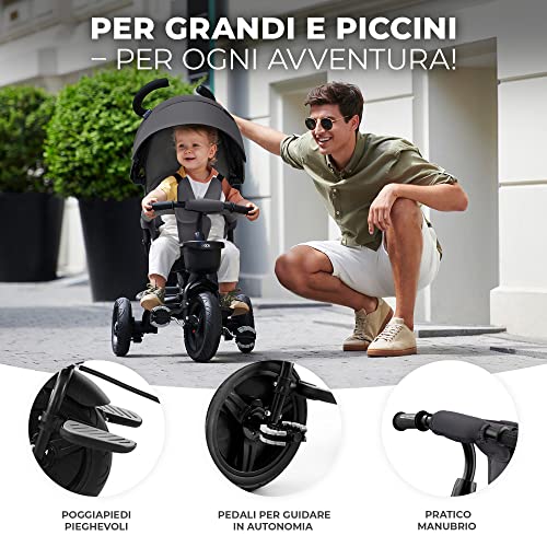 Kinderkraft AVEO Triciclo bambini dai 9 Mesi fino 25 kg, Passeggino con Maniglione del Genitore regolabile, Bici, Compatto pieghevole, Sedile girevole Fronte Mamma e Strada, Ruota libera, Rosa : Videogiochi