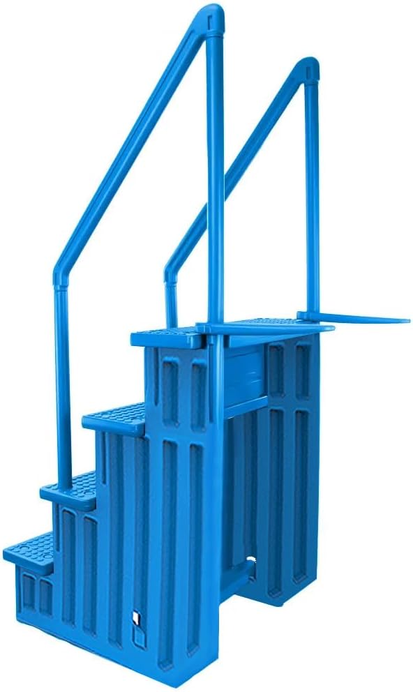 Gradini antiscivolo per piscine | Grigi | Per piscine fuori terra | Possono essere montati su ponti alti da 48" a 54" | Scale di sicurezza con portata fino a 300 libbre
