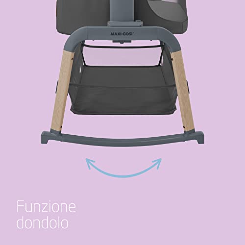 Maxi Cosi Iora Air Lettino neonato, co sleeping con materasso imbottito, funzione dondolo, regolabile in altezza, reclinabile,tessuti riciclati ecologici e traspiranti, 0 9 kg, Beyond Graphite : Prima infanzia