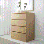 Cassettiera MALM 4 Cassetti, Impiallacciatura Rovere Sbiancato, 80x100 cm