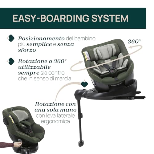 Chicco Seat105 I Size, Seggiolino Auto Omologato ECE R129/03, Girevole A 360°, Reclinabile in 6 Posizioni, Installazione Semplice e Veloce, Riduttore Incluso, 40 105 cm, Gruppo 0/1/2, da 0 a 4 Anni : Prima infanzia