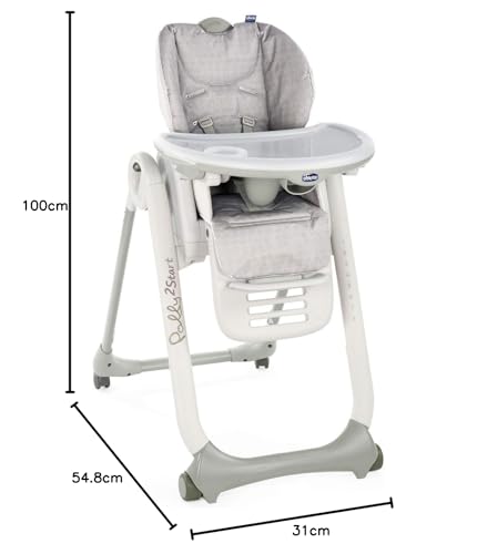 Chicco Polly 2 Start, Seggiolone Per Neonati Dalla Nascita A 3 Anni (15 Kg), Regolabile, 4 Ruote, Schienale Completamente Inclinabile In Sedia E Chiusura Compatta, color Happy Argento : Prima infanzia