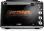 De'Longhi Sfornatutto Chef DO34326, Forno Elettrico Ventilato, 6 Funzioni Cottura, Funzione Friggitrice ad Aria, Display LCD, Timer 120', Leccarda, Griglia e Cestino Inclusi, Capacità 34L, 2000W, Nero