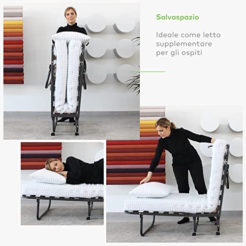 EVERGREENWEB Letto Brandina Pieghevole con Materasso Memory Foam 80x190 Alto 12 cm SFODERABILE LAVABILE, Struttura Rete Singola a Doghe in Legno   Cuscino Omaggio, Kit Letto Salvaspazio con Rotelle : Amazon.it: Casa e cucina