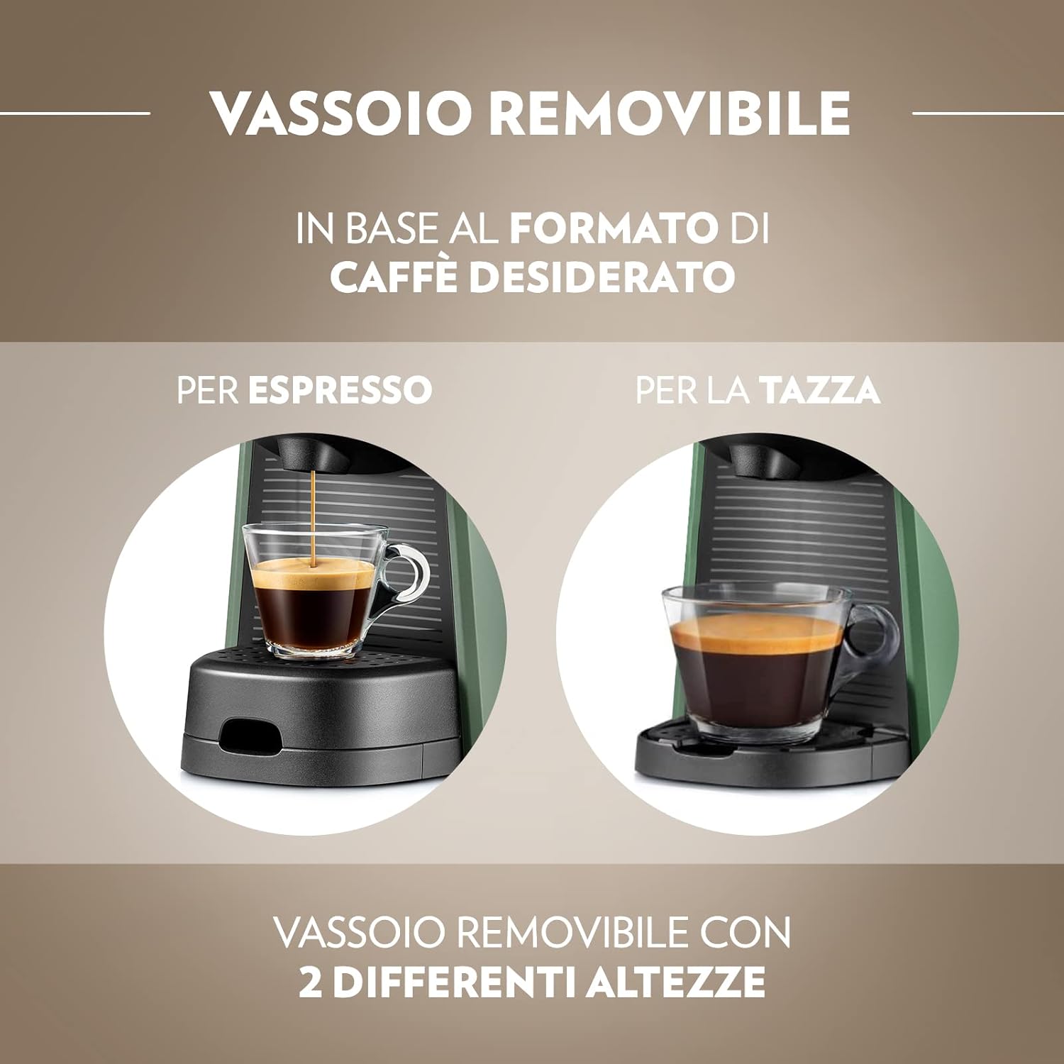 Lavazza, A Modo Mio Macchina per Caffè Tiny Eco Verde con 64 Capsule ¡Tierra! Assortite, Macchina per Espresso in Plastica Riciclata, 1450 W, 220-240 V, 50/60 Hz, 0.6 Litri
