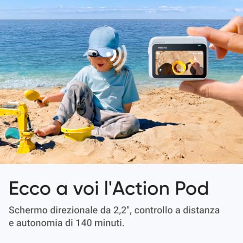 Insta360 GO 3S (128GB)   Cam 4K per vlogging, POV a mani libere, montaggio magnetico, stabilizzazione, 140 minuti di autonomia, impermeabilità fino a 10 m, editing IA : Elettronica