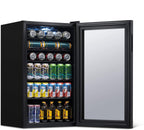 Frigorifero per bevande | 126 lattine indipendente con porta in vetro con cerniera a destra | Mini frigorifero per bevande, perfetto per birra, vino, bibite e bevande fredde
