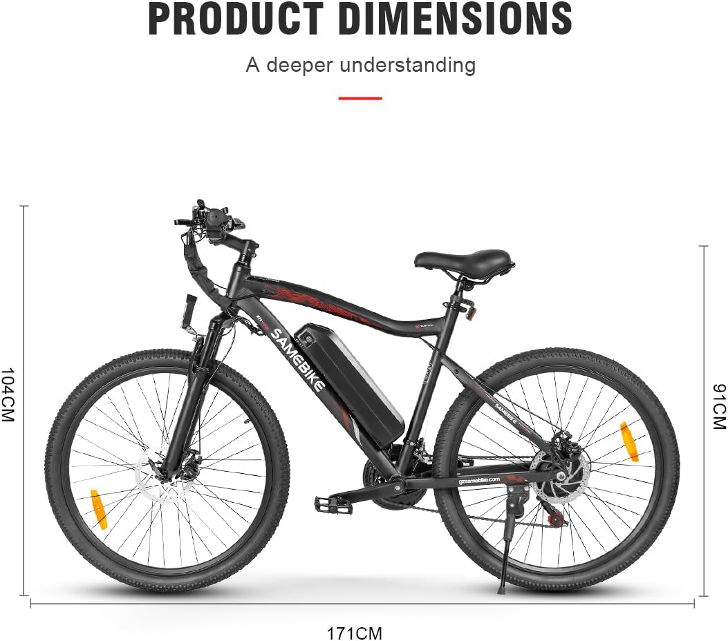 SAMEBIKE Bicicletta Elettrica per Adulti 26'',Bici Elettrica con Pedalata Assistita,City E-bike Unisex Adulto,Batteria Rimovibile 48V10.4AH,Bici Elettriche per 21 Velocità Uomo/Donna
