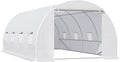 Outsunny Serra da Giardino a Tunnel Per Piante in PE con Tubi di Metallo 6x3x2m Bianco