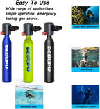 Bombola per immersioni subacquee, mini bombola da 0,5 l a pressione costante, bombole con valvola di intercettazione, capacità di immersione subacquea di 5-10 minuti, mini bombole portatili, bombole per immersioni subacquee con pompa