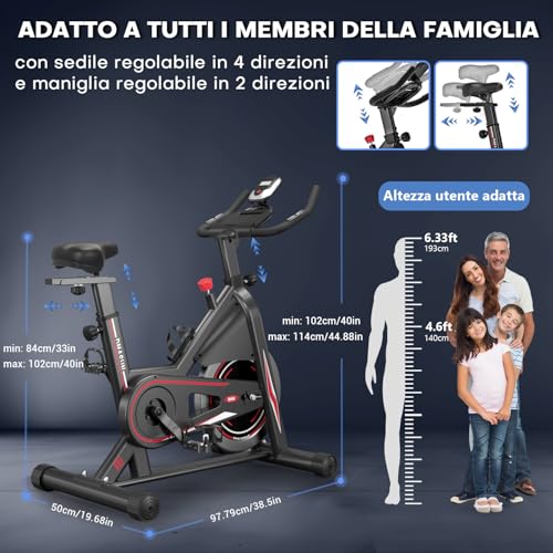 Cyclette da Casa, DMASUN Cyclette Professionali Hanno Una Resistenza Magnetica più Forte, cyclette più Silenziosa, più Confortevole e Sicurezza Stabile, Capacità 160 kg（Include Coprisella Cyclette） : Sport e tempo libero