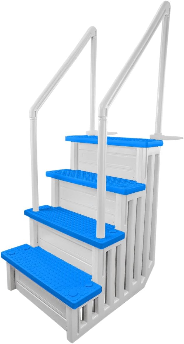 Gradini antiscivolo per piscine | Grigi | Per piscine fuori terra | Possono essere montati su ponti alti da 48" a 54" | Scale di sicurezza con portata fino a 300 libbre