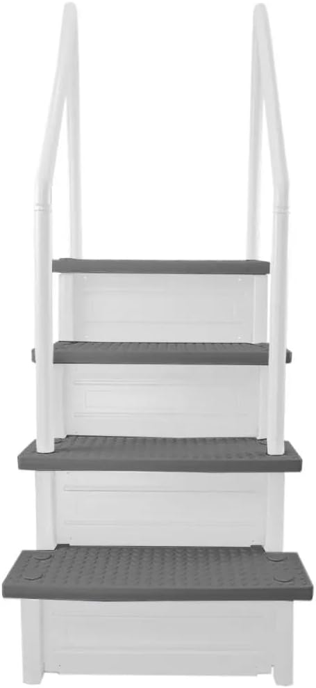 Gradini antiscivolo per piscine | Grigi | Per piscine fuori terra | Possono essere montati su ponti alti da 48" a 54" | Scale di sicurezza con portata fino a 300 libbre