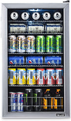 Frigorifero per bevande | 126 lattine indipendente con porta in vetro con cerniera a destra | Mini frigorifero per bevande, perfetto per birra, vino, bibite e bevande fredde