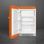 Smeg, FAB10LOR6 Frigorifero Tavolo Top Vintage 1 Anta, 122L, Cerniere a Sinistra, Freddo Statico, Congelatore 17L, 1 Clayette Regolabile, 1 Vassoio Verdure e Illuminazione LED, H 97 cm, Arancione