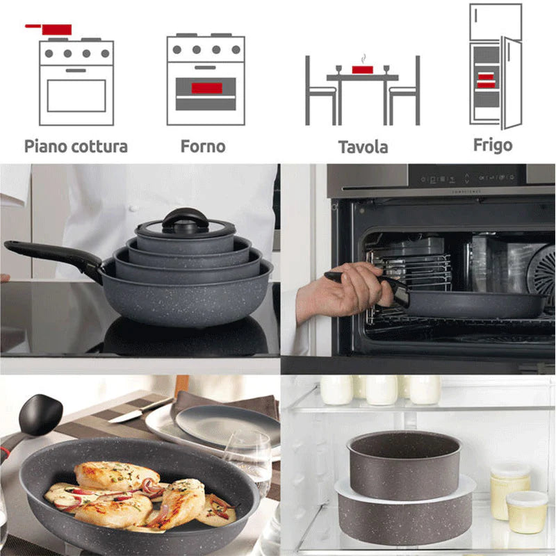 Lagostina Batteria di Pentole Ingenio Mineralis Green Set 13 pezzi