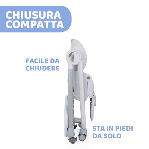 Chicco Polly 2 Start, Seggiolone Per Neonati Dalla Nascita A 3 Anni (15 Kg), Regolabile, 4 Ruote, Schienale Completamente Inclinabile In Sedia E Chiusura Compatta, color Happy Argento : Prima infanzia