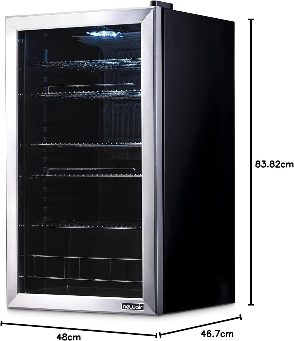 Frigorifero per bevande | 126 lattine indipendente con porta in vetro con cerniera a destra | Mini frigorifero per bevande, perfetto per birra, vino, bibite e bevande fredde
