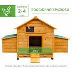 Easycomfort Pollaio Gabbia Ovaiole per Galline da Giardino con 2 Cassetti, Nido e Tetto da Esterno Impermeabile in Legno, 150x100x96.5 cm