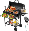 TEENO Barbecue a carbonella, con griglia XXL, guanto anti-ustioni, termometro, cassetto per la cenere, fessura di ventilazione regolabile, grande barbecue a carbonella (con griglia per pollo)