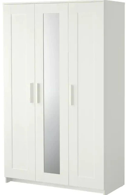 Armadio IKEA BRIMNES con 3 ante – Bianco, 117 x 190 cm, con specchio e ripiani