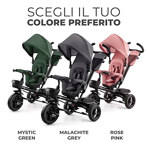 Kinderkraft AVEO Triciclo bambini dai 9 Mesi fino 25 kg, Passeggino con Maniglione del Genitore regolabile, Bici, Compatto pieghevole, Sedile girevole Fronte Mamma e Strada, Ruota libera, Rosa : Videogiochi
