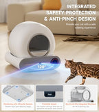 The Fellie Lettiera autopulente per gatti, lettiera automatica con rimozione degli odori e controllo tramite app, protezione di sicurezza, grande lettiera per gatti da 65 litri, con 1 rotolo di : Amazon.it: Prodotti per animali domestici