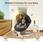 Ixdregan Sdraietta Neonati Elettrica   App e Telecomando Dondolo Neonati Elettrico con 3 timer, 5 Velocità di Altalena, 10 Musiche, Sdraietta Neonati Bluetooth Imbottita Morbida Baby (APP Nero) : Prima infanzia