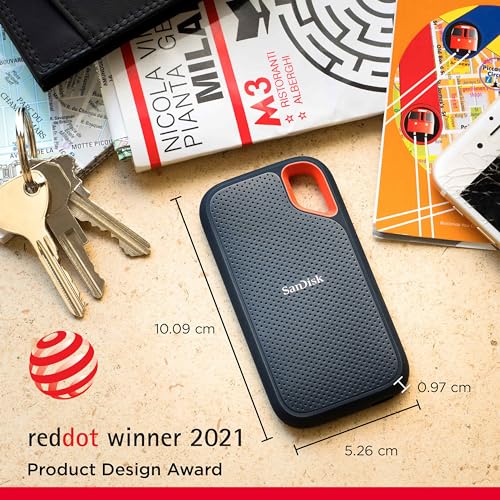 SanDisk 2TB Extreme SSD portatile, Unità a stato solido NVMe esterna, fino a 1050 MB/s, USB C, USB 3.2 Gen 2x2, Indice di protezione IP65 per la resistenza ad acqua e polvere, Nero : Informatica