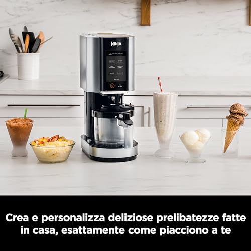 Ninja CREAMi Gelatiera, macchina per gelato e dessert congelati, 1,4 l, 3 vasetti, 7 programmi, per gelati, sorbetti, frullati, frappè, nero/argento, NC300EU : Amazon.it: Casa e cucina