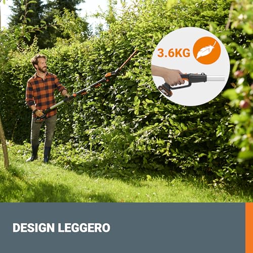 WORX, Tagliasiepi telescopico senza fili WG252E da 18 V (20 V max), con lama da 45 cm, Ø 16 mm, taglio PowerShare con manico lungo da 1,8 3,2 m, testa con sega su asta : Amazon.it: Giardino e giardinaggio