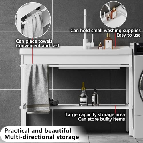 Lavello in ceramica staffa in acciaio inossidabile,vasca da bucato,lavando lavello lavanderia,Con tubi dell'acqua, viti di montaggio, adatto per balcone, giardino, lavanderia,bagno (Size : 32"(81cm) : Amazon.it: Fai da te