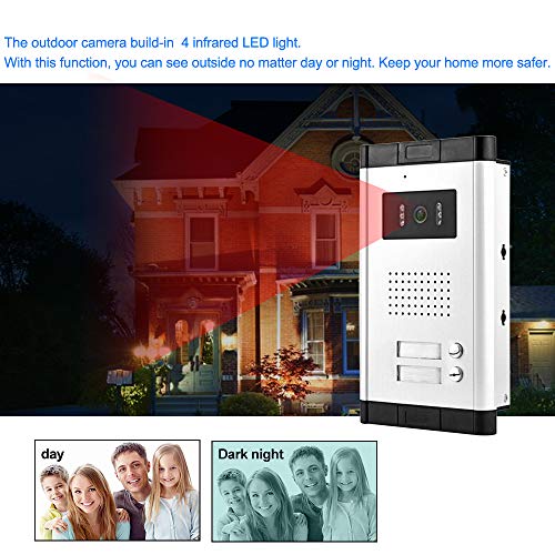 uoweky 7 '' Videocitofono a colori cablato sistema di porte IR telecamera di visione notturna   schermi di controllo interni per 2/3 appartamenti (2 monitor) : Fai da te