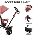 Kinderkraft AVEO Triciclo bambini dai 9 Mesi fino 25 kg, Passeggino con Maniglione del Genitore regolabile, Bici, Compatto pieghevole, Sedile girevole Fronte Mamma e Strada, Ruota libera, Rosa : Videogiochi